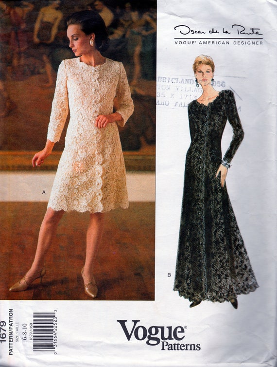 Buy Dress, Scalloped Front Edge by Oscar De La Renta - Vogue 1679 - Uncut  Pattern Online in India - Etsy