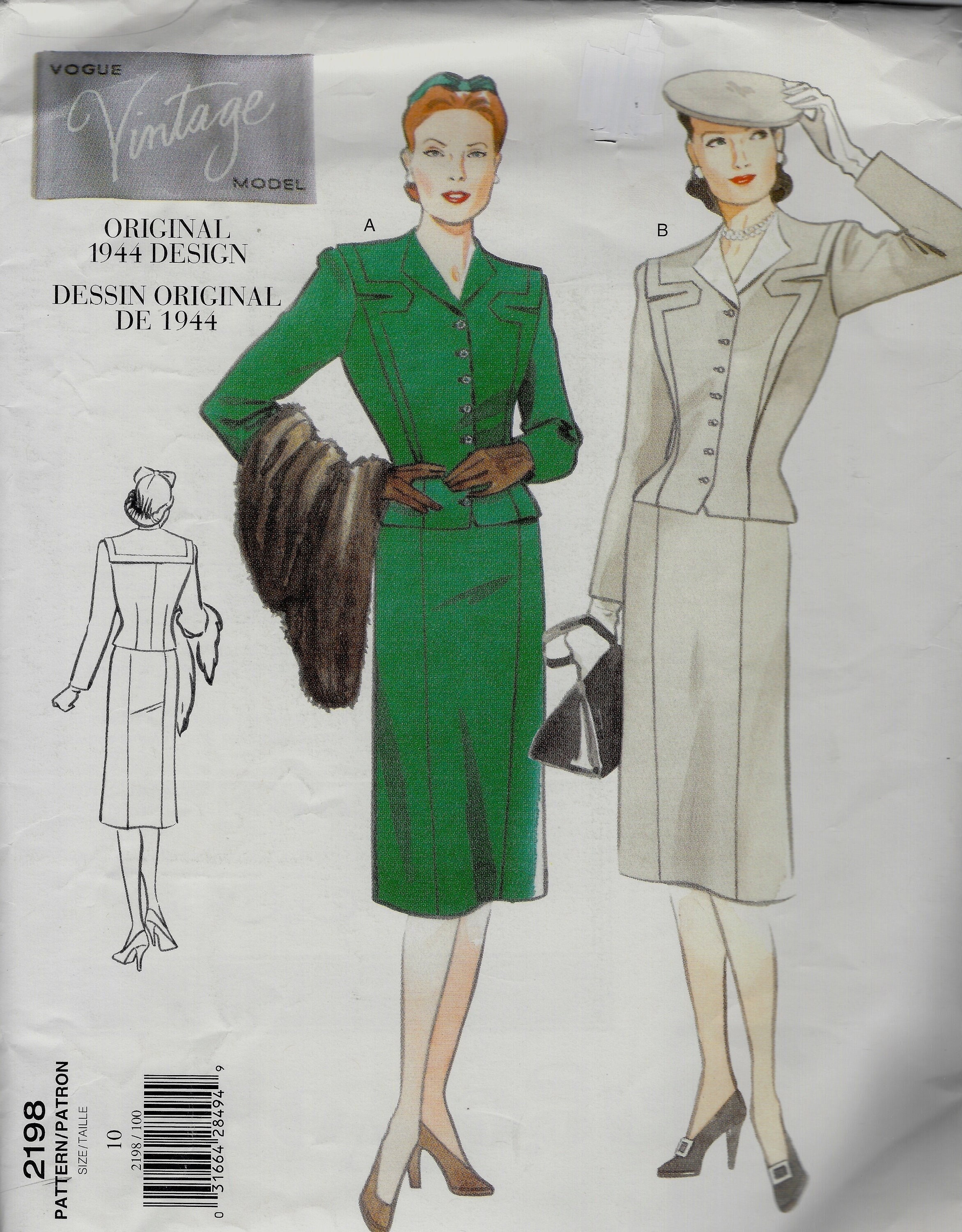 Sewing & Fiber Uncut 2199 Vogue Vintage Model Original 1946 Design ...