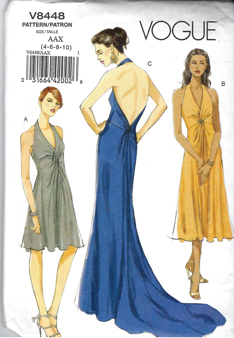 Vogue 8448 Halter Dress or Gown Uncut Pattern