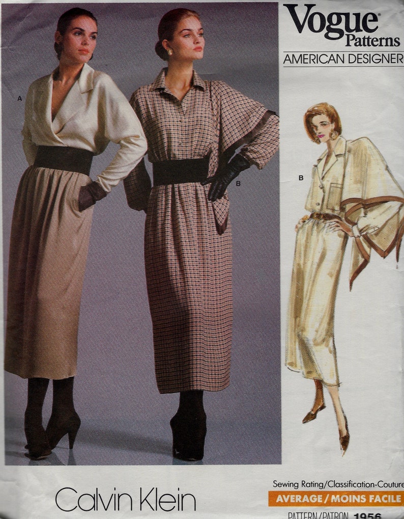 Blouse, Skirt and Scarf by Calvin Klein Vogue 1956 Uncut Pattern image 1