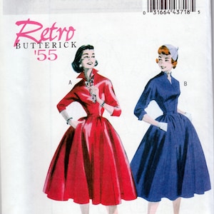 Retro 1955 Jurk Uitlopende Rok & Riem - Butterick 5556 - Ongesneden Patroon