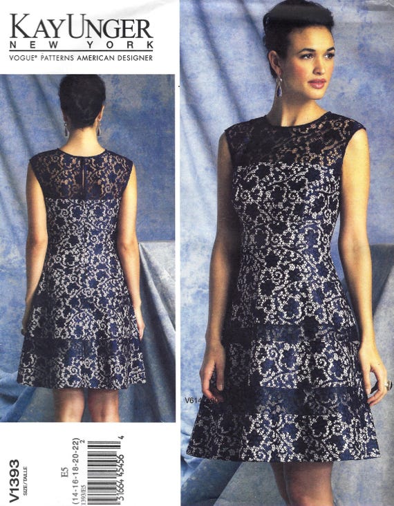 vogue lace dress pattern Vogue V1428 16-24 Tom & Linda Platt Pattern Ladies Lace Top Lined Dress Party