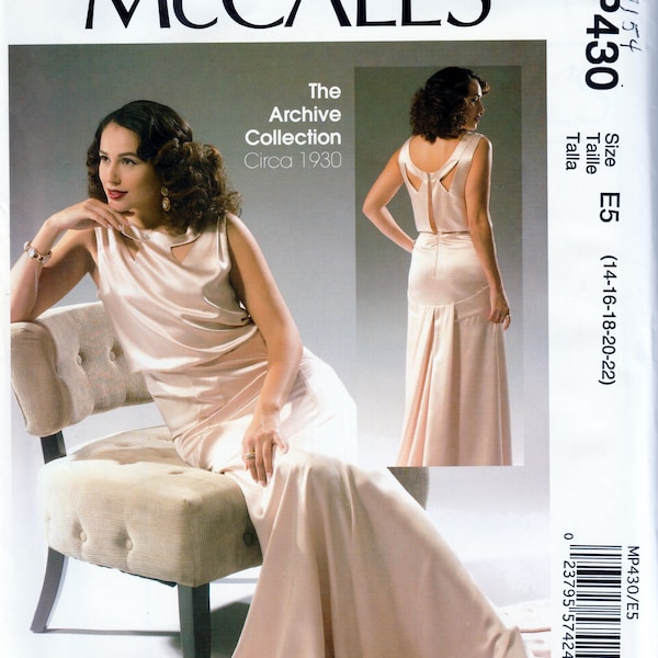 Retro 1930's Evening Gown Reprint - McCall's 7154 - Uncut Pattern