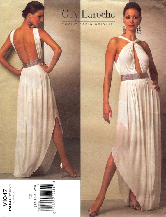 Guy Laroche Evening Dress, Backless Vogue 1047 Sewing Pattern - Etsy Denmark