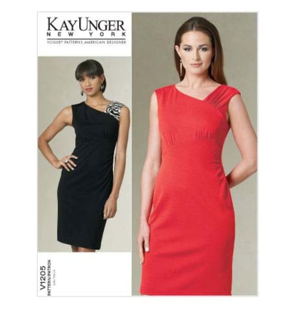 kay unger gathered waist evening dress