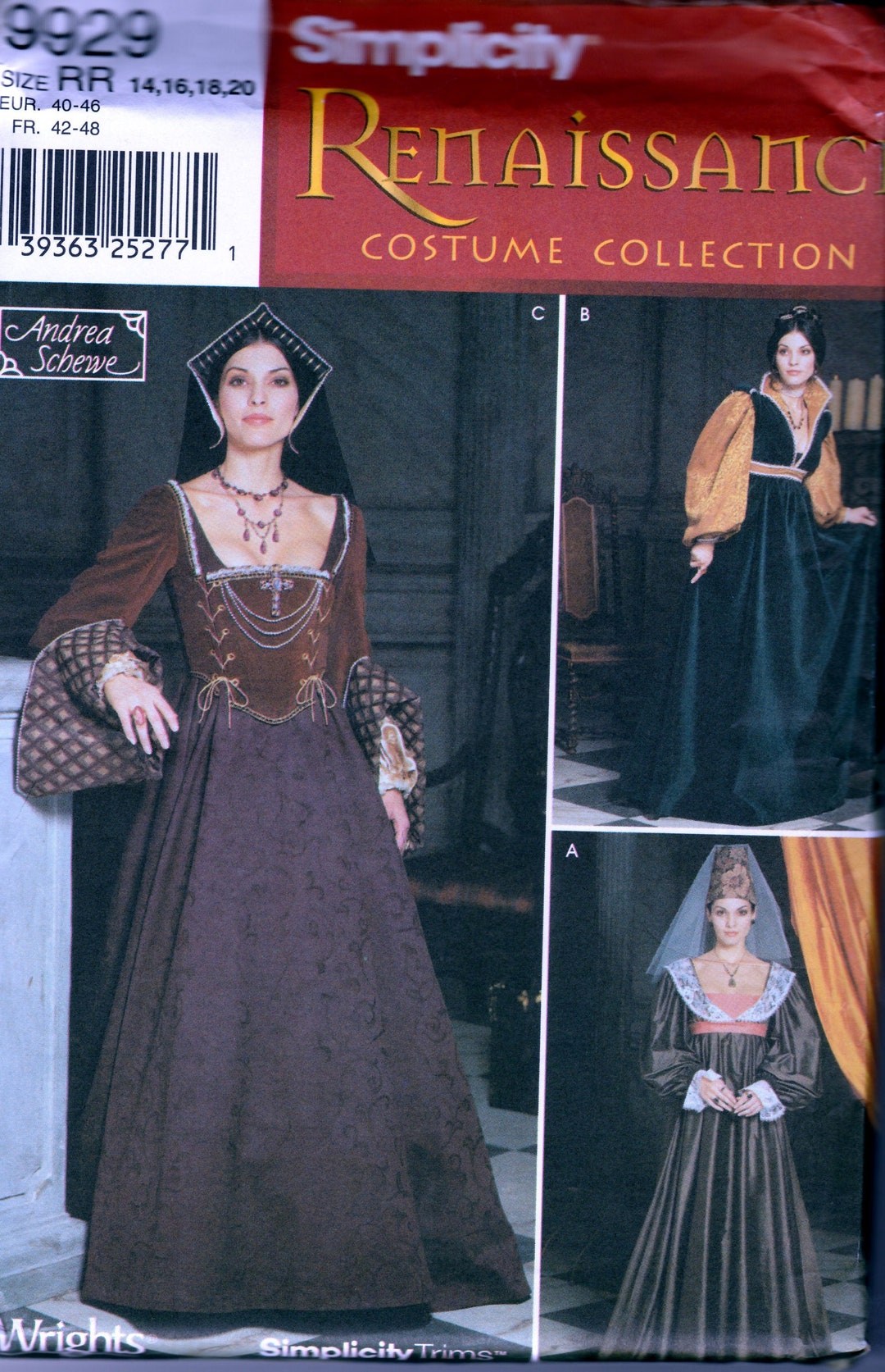 Simplicity 9929 Renaissance Costumes Sewing Pattern by Andrea Schewe - Etsy