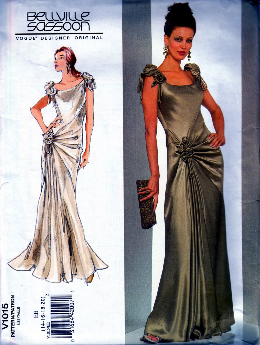 Designer Draped Gown by Bellville Sassoon Vogue 1015 Uncut Sewing ...
