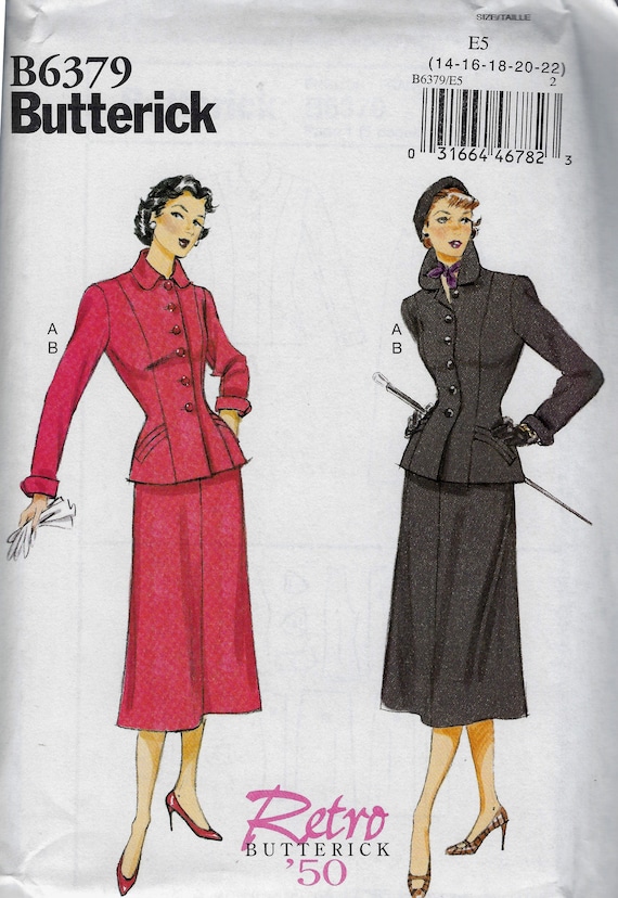 Retro 1950 Jacket & Skirt Reprint Butterick 6379 Uncut - Etsy