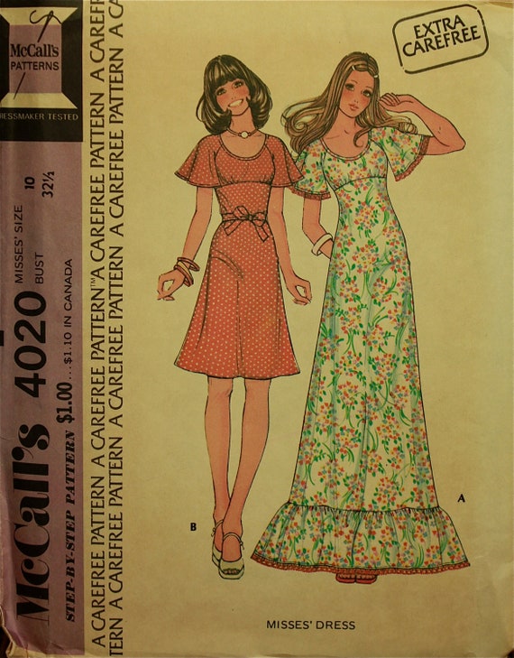 Items similar to Maxi Dress -1970's- McCall's Pattern 4020 Uncut Size ...