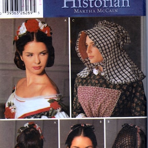 Civil War Era - Floral Headpiece, Hairnet & Bonnet -  Simplicity 5740 -  Uncut Sewing Pattern
