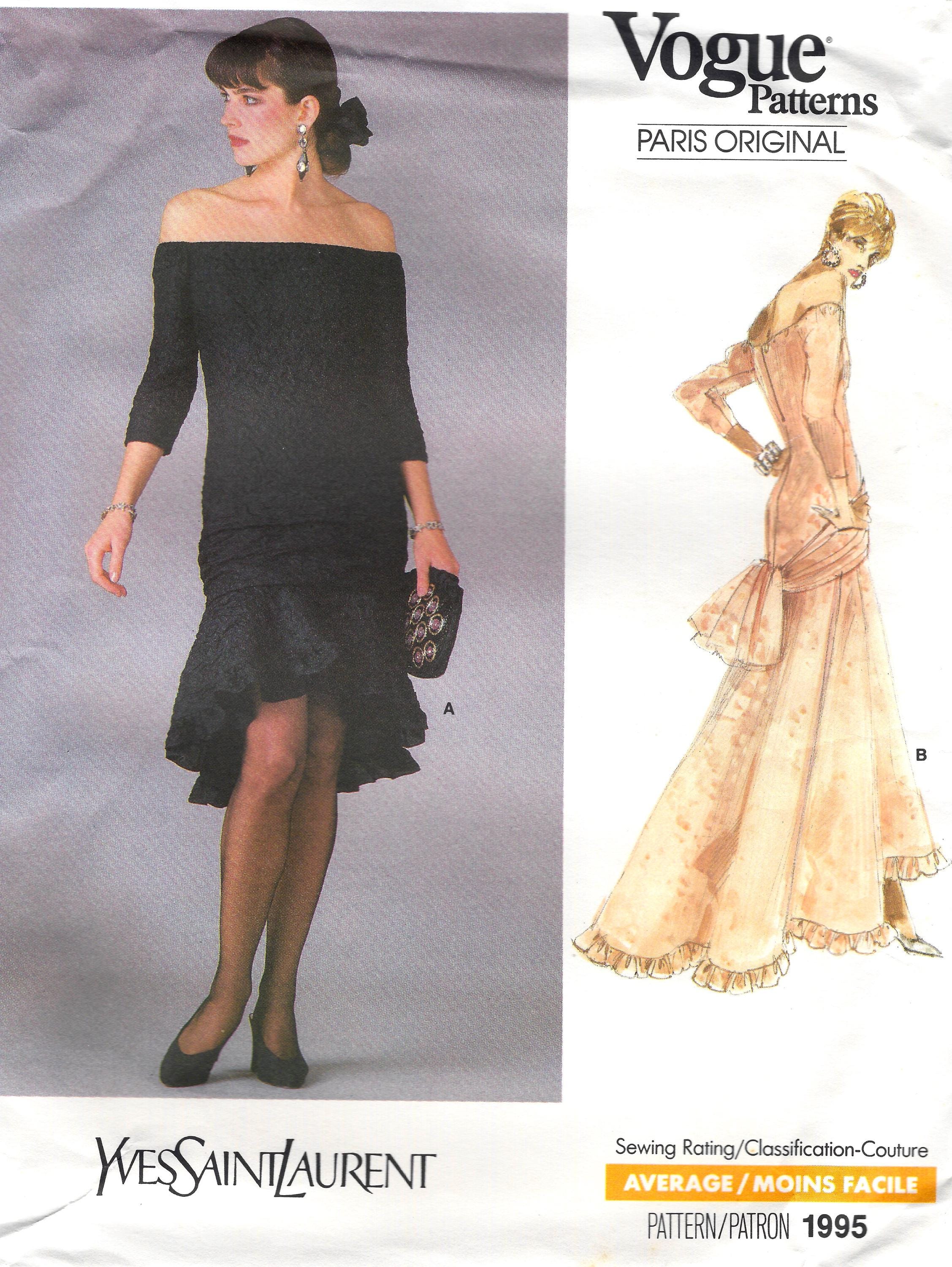 Patrón de costura para vestidos de Yves Saint Laurent de Vogue 1995 - Etsy  México, image size:2255x3000