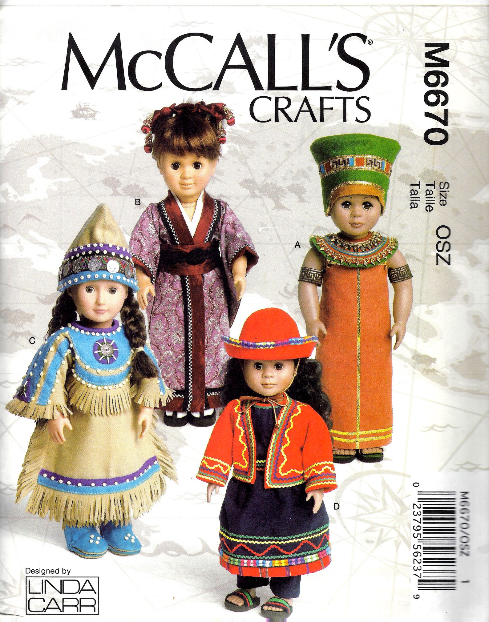 International Costumes for 18 Dolls by Linda Carr Mccall's 6670 Uncut