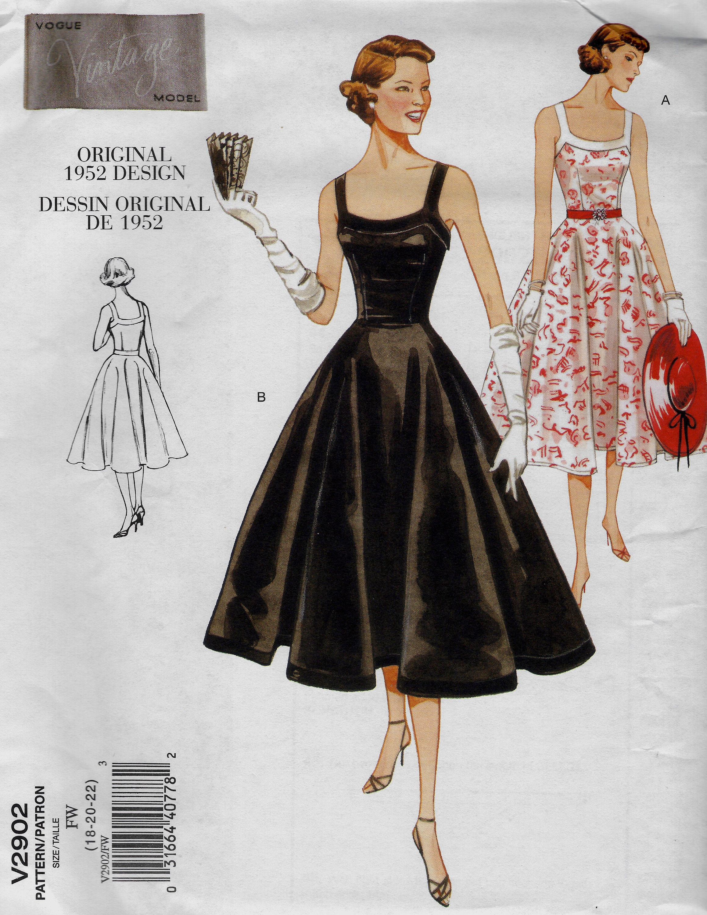 Retro 1952 Dress Reprint - Vogue 2902 - Uncut Pattern - Etsy