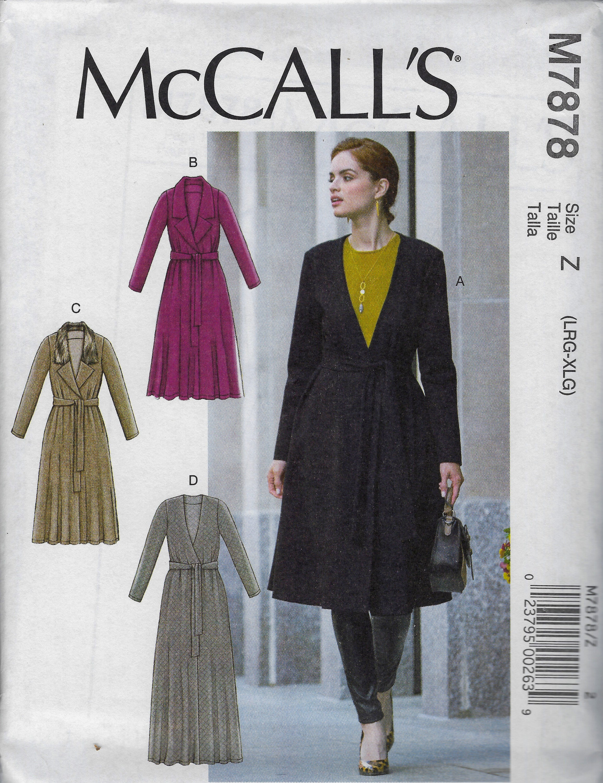 Mccall's 7878 Wrap Coat & Sash Sewing Pattern - Etsy