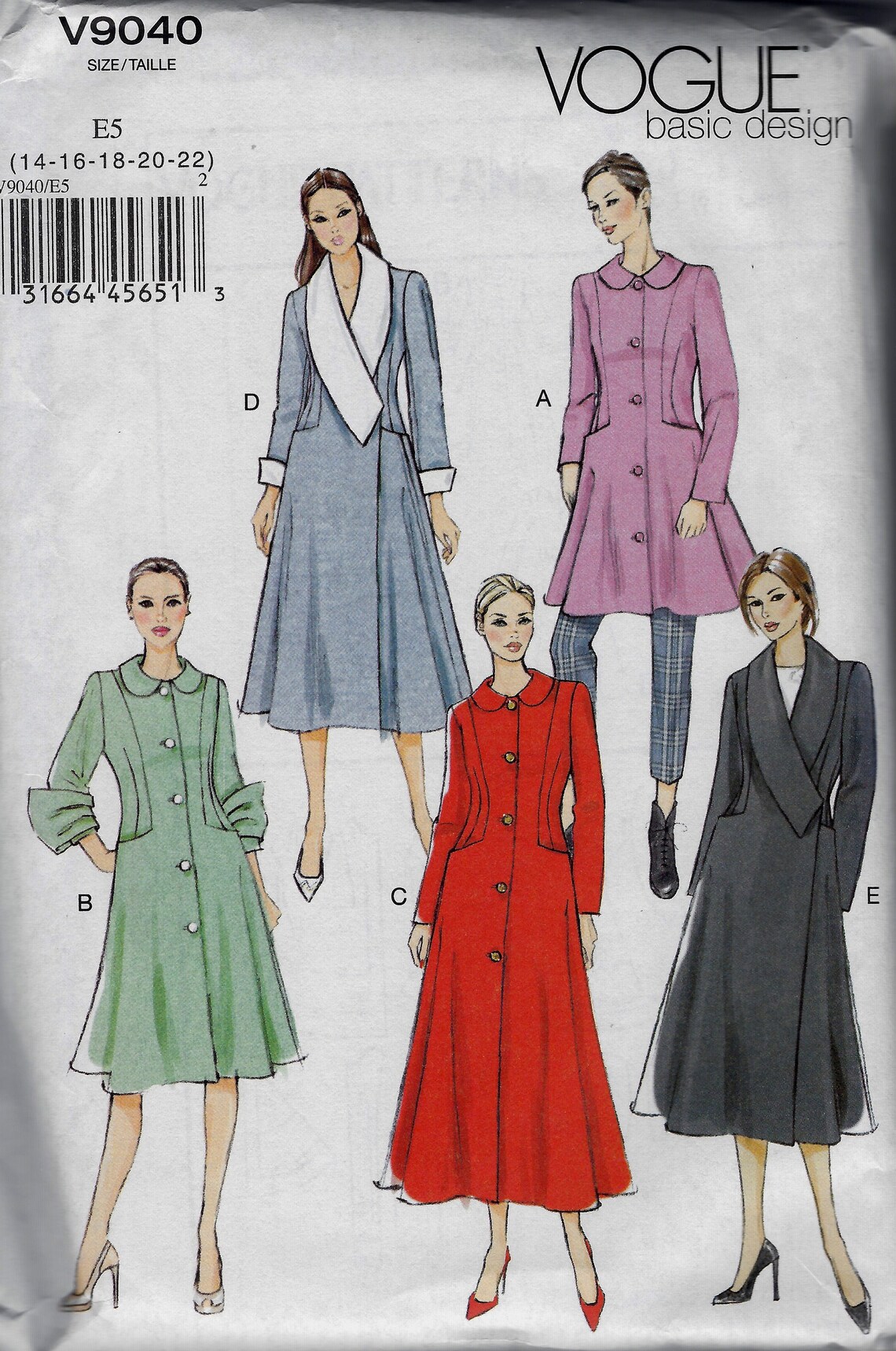 Coats, Lined - Vogue 9040 - Uncut Sewing Pattern - Etsy