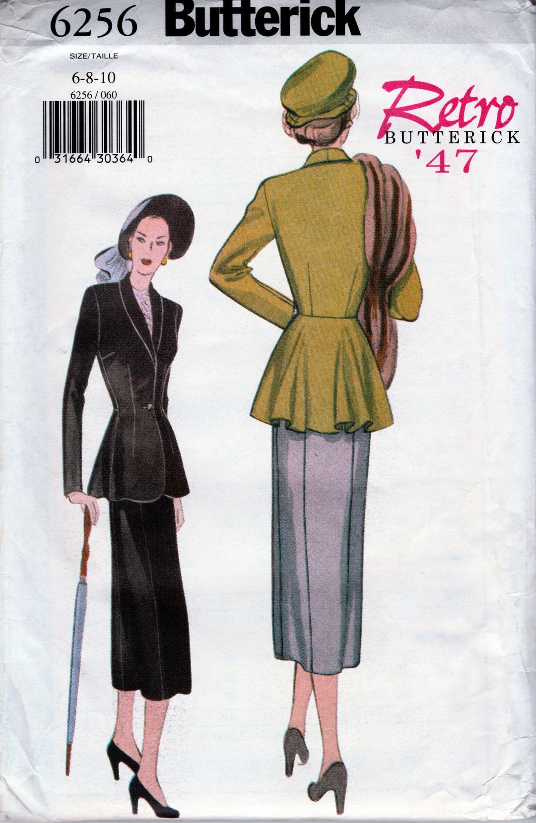 Retro 1947 Jacket & Skirt Reprint Butterick 6256 Sewing Pattern - Etsy