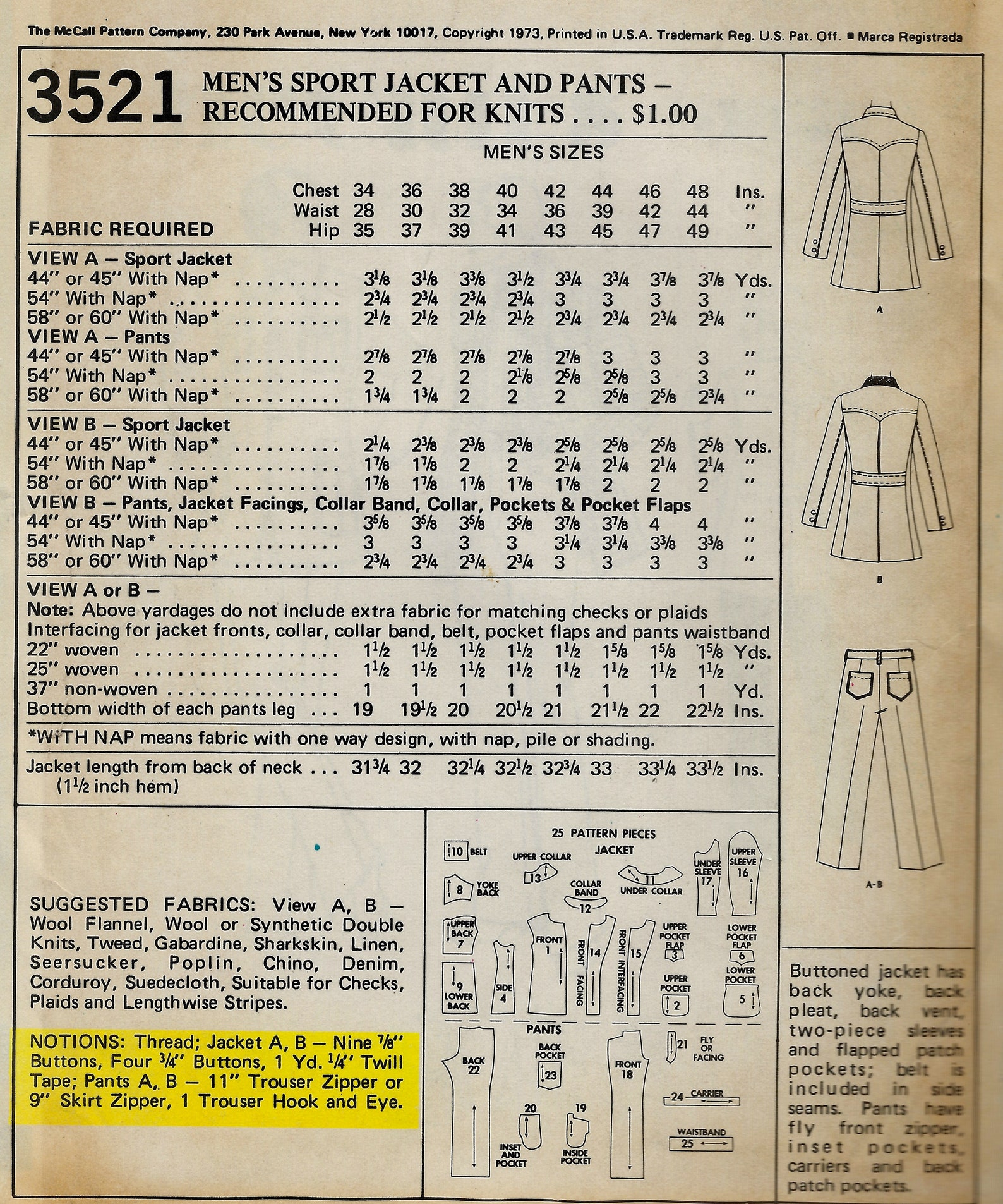 Retro Jacket & Bell Bottom Pants Mccall's 3521 Sewing Pattern - Etsy
