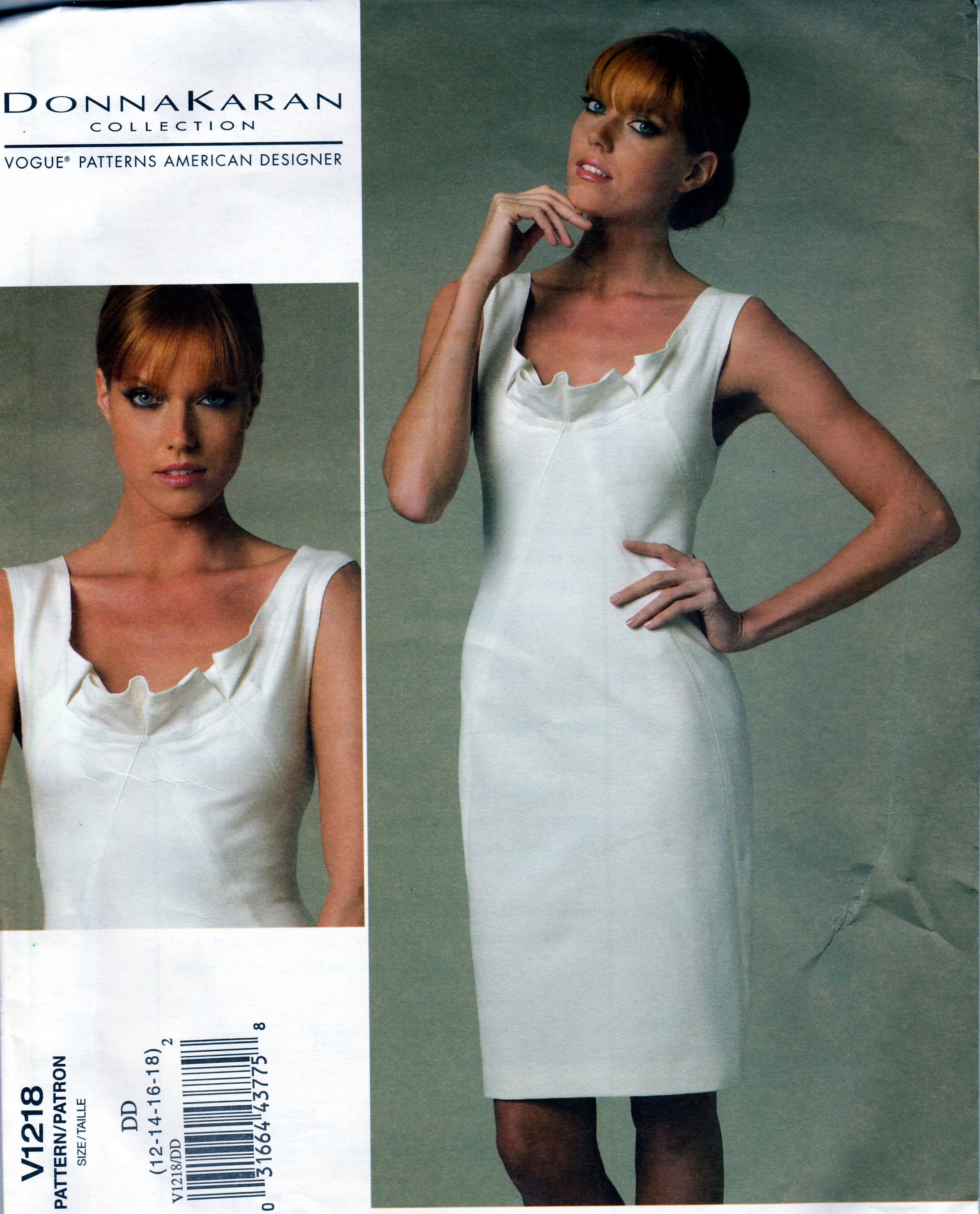 ダナ キャランのフリルネックラインドレス - ヴォーグ 1218 - 未カット  