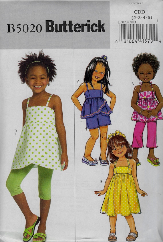 Girls'dress, Tops, Short & Leggings Butterick 5020 Uncut Pattern