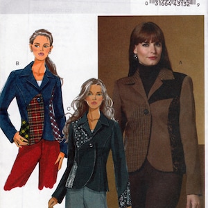 May include: A sewing pattern for a jacket with three different styles. The pattern is for sizes 8-10-12-14. The pattern is from Butterick and has the number B5422 on it.