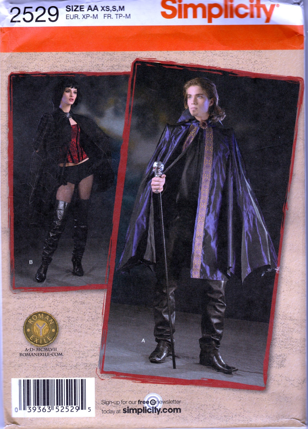 Simplicity 2529 Vampire Capes Sewing Pattern - Etsy