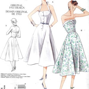 Retro 1953 Dress, Halter or Strapless Reprint- Vintage Vogue 2961 - Uncut Sewing Pattern