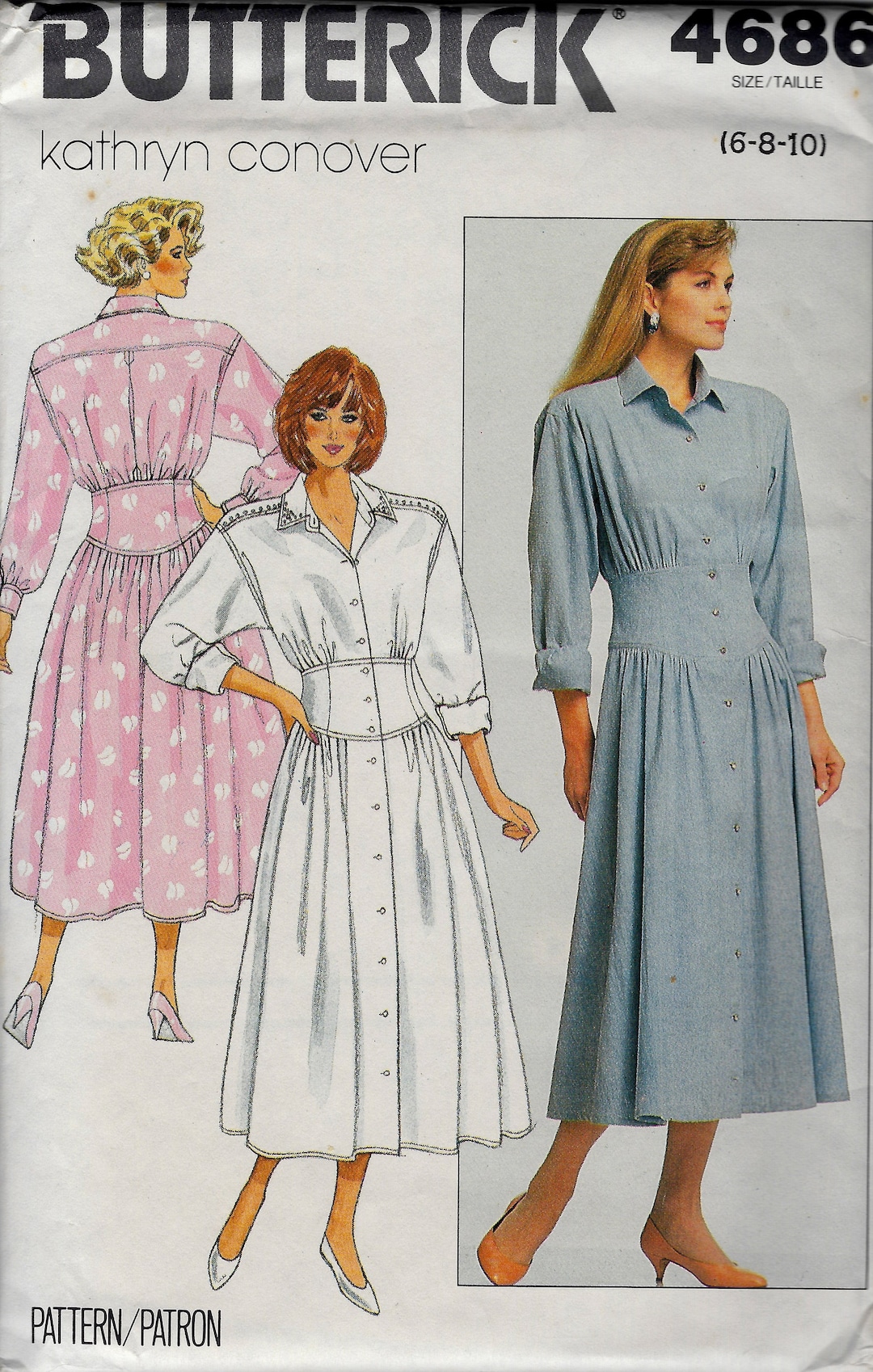 Butterick 4686 Dress, Inset Waistband Sewing Pattern - Etsy