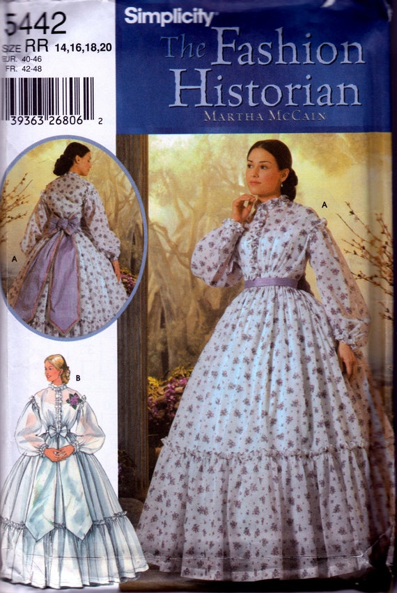 Robe historique Sash par Martha McCain Simplicite 5442 Modele non coupe