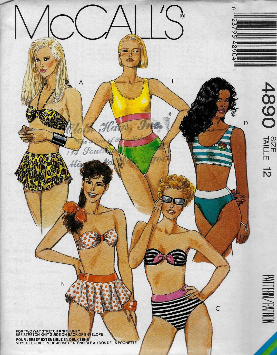 Misses One and Two-piece Swimsuits and Pareo Sewing Pattern Size 14 Bust 36  Mccalls 7129 