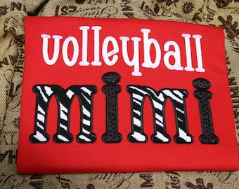 Monogrammed Appliqued Grandmother Volleyball Baseball Football Basketball Fan Shirt