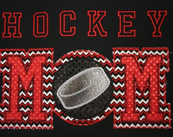 Fan shirt, Appliqued Monogram Hockey Mom fan bling applique shirt