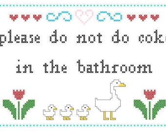 PDF PATTERN Please do not do coke in the bathroom cross stitch