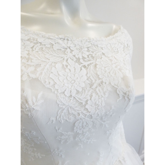 Vintage 1950's Wedding Dress Bridal Lace Bodice L… - image 5