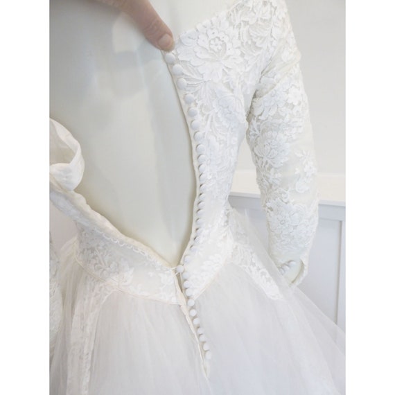 Vintage 1950's Wedding Dress Bridal Lace Bodice L… - image 7