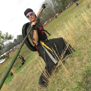 Large Round BACKSHIELD (27" diameter) -- Punch OR Strap -- Backpack Straps OR Tarzan Sling -- Dagorhir, Belegarth.