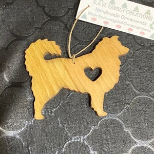 Hand-crafted wooden Akita dog ornament. Please see description for more information.
