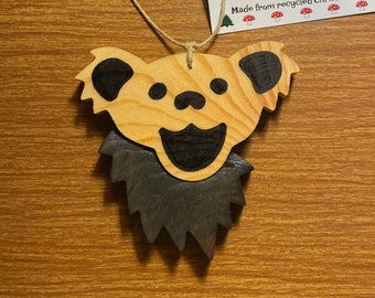 Hand-crafted wooden bear ornament. Please see description for more information.