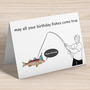 Mögen alle deine Geburtstags-Fische wahr werden- lustige Geburtstagskarte, Fischen Geburtstagskarte, süßes Fischer Geschenk, lustiges Geburtstagsgeschenk
