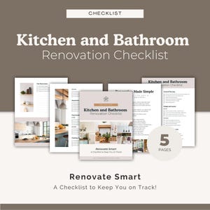 Printable Kitchen & Bathroom Renovation Checklist – Plan Your Remodel with Ease!  (Digital Download)
