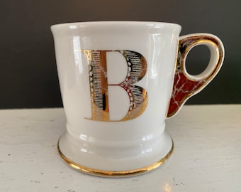 Gemarmerde gouden initial B Retro Anthropologie scheermok 12 oz