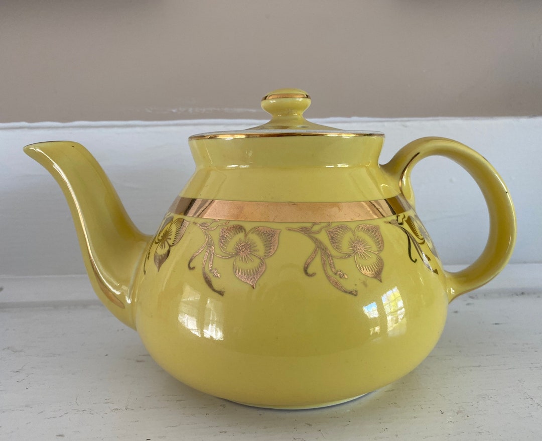 Vintage Hall Teapot Yellow With Gold Trim. 6 Cup 039 Grand Etsy