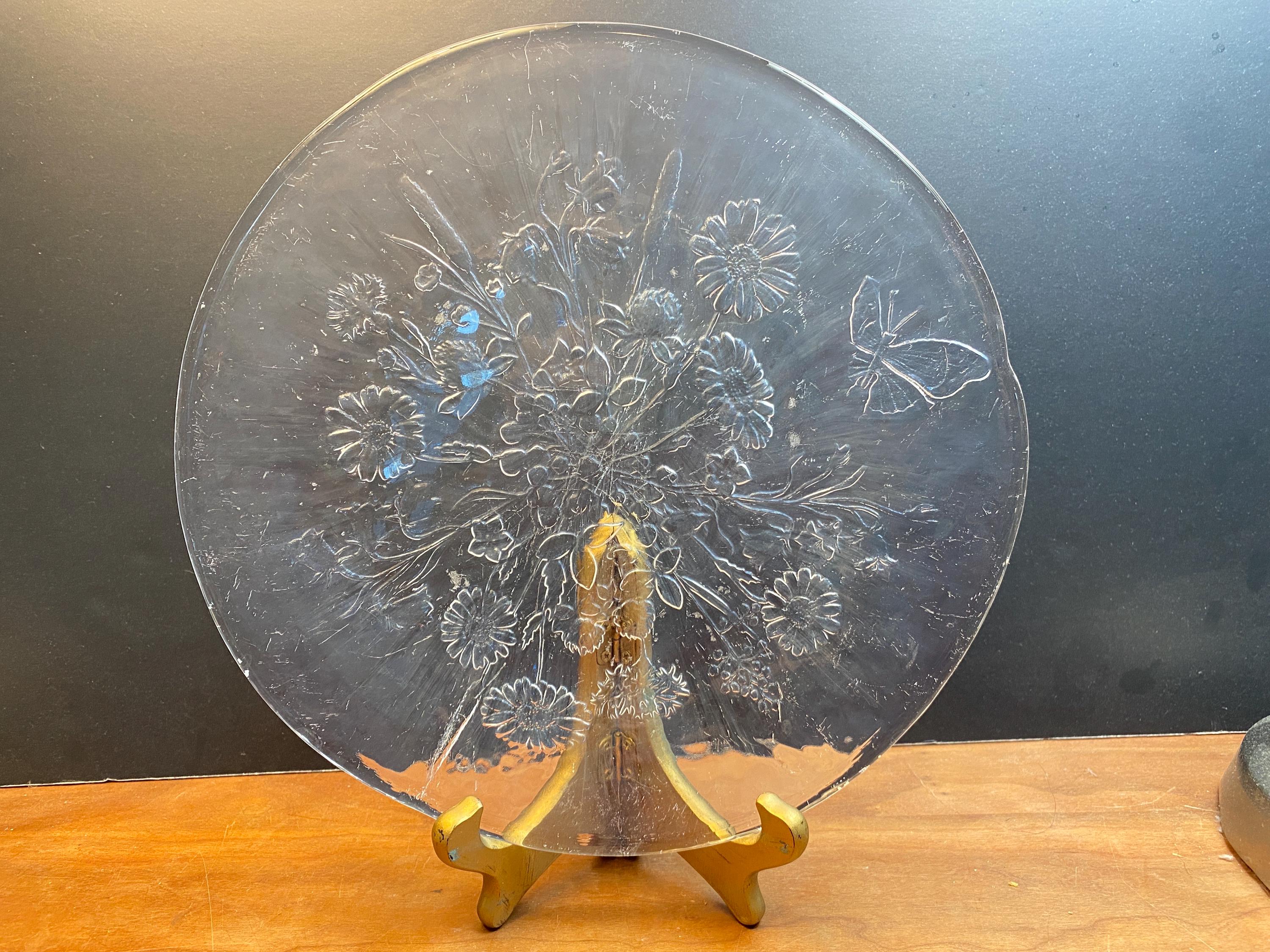 Kosta Boda Ulla Clear Glass 10” Plates Set of 6 Floral Design by