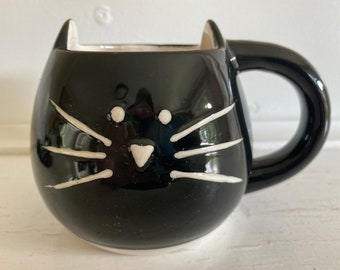 Black Cat with White Whiskers Mug Halloween Fun!