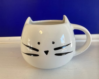 Kitty Cat Fun Mug Black and White 12oz Succulent Planter