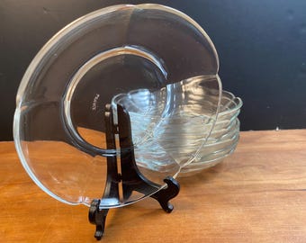Duralex Clear Glass Scalloped Dessert Nut Berry Bowl Dish Vintage Set of 8 Made in France
