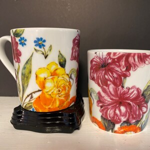 Floral Set of Two Anthropologie Made in Japan 10 oz Mugs