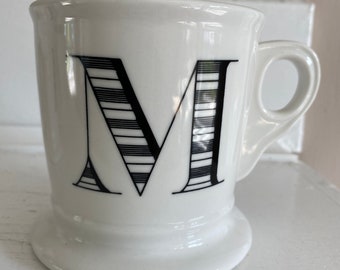 Anthropologie Original Monogram “M” 14 oz Coffee Shaving Mug Retro and Rustic