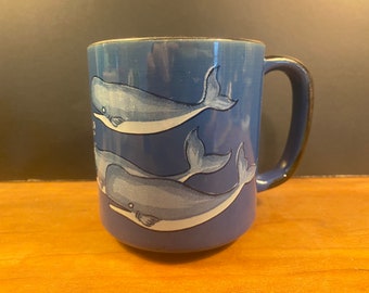 Otagiri Stoneware Blue Whale Double sided Coffee Mug 15oz