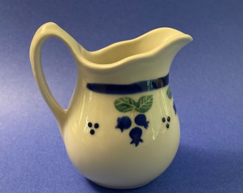 Pottery Blueberry Syrup pitcher/creamer. Signed