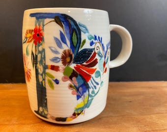 Starla M. Halfman Petal Palette Monogram Initial S Mug 14oz Discontinued